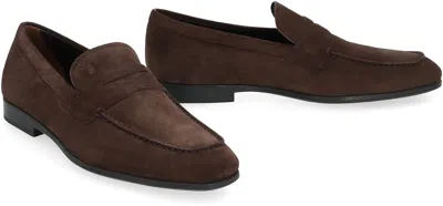 Tod's Suede Gomma Leggero Loafers In Brown
