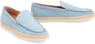 Tod's Leather Slipper Loafers In Blue
