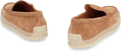 Tod's Suede Slipper Loafers In Brown