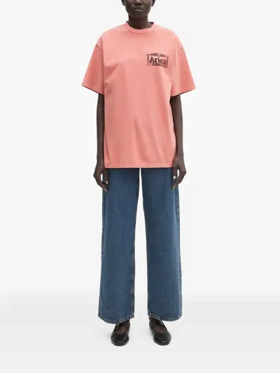 Aries Logo-print T-shirt In Pink