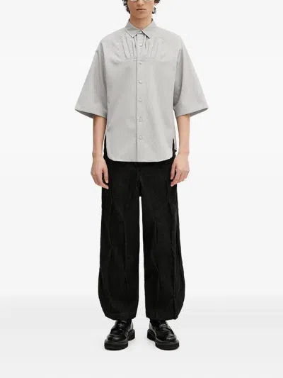 Ader Error Pleated Short-sleeve Shirt In Gray