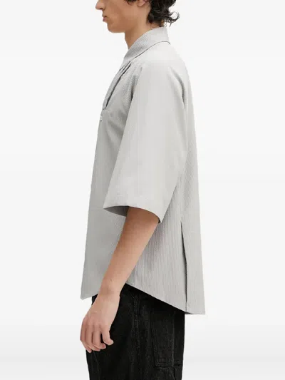 Ader Error Pleated Short-sleeve Shirt In Gray