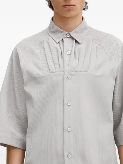Ader Error Pleated Short-sleeve Shirt In Gray