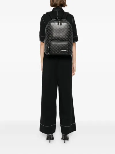 Karl Lagerfeld Monogram Logo Backpack In Pink