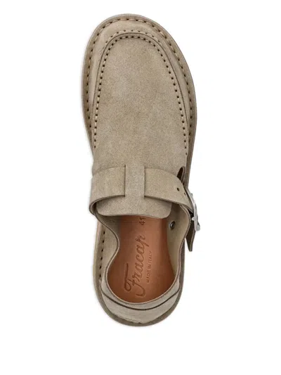 Fracap Buckle-strap Suede Mules In Neutral