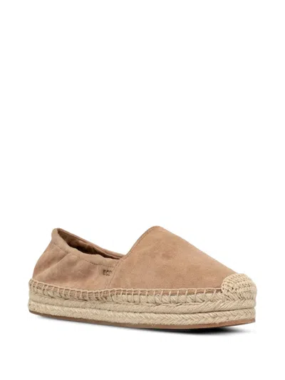 Hugo Boss Suede Platform Espadrilles In Brown