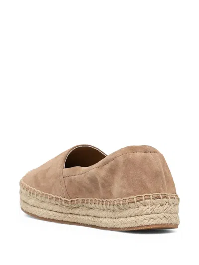 Hugo Boss Suede Platform Espadrilles In Brown