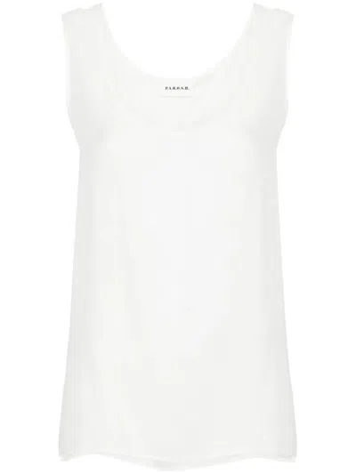 P.a.r.o.s.h Fitted Ribbed Tank Top With Scoop Neck In White