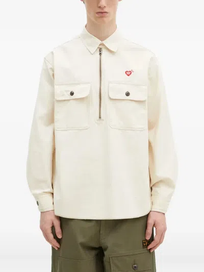 心形LOGO拉链领衬衫