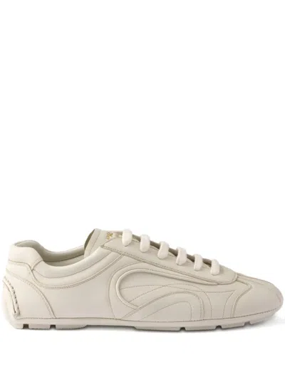 Prada Mens Neutral Montecarlo Re-edition 2005 Antiqued Leather Low-top Trainers Eur 42.5 / 8.5 Uk
