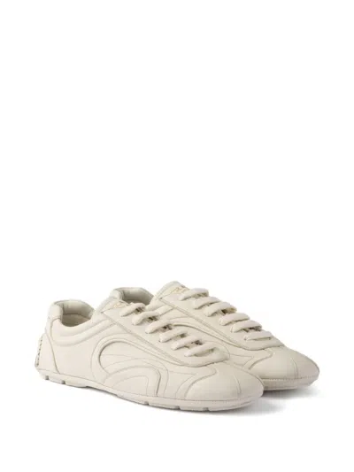 Prada Mens Neutral Montecarlo Re-edition 2005 Antiqued Leather Low-top Trainers Eur 42.5 / 8.5 Uk
