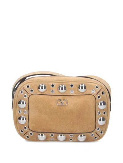 Valentino Nellcote Suede Crossbody In Neutral
