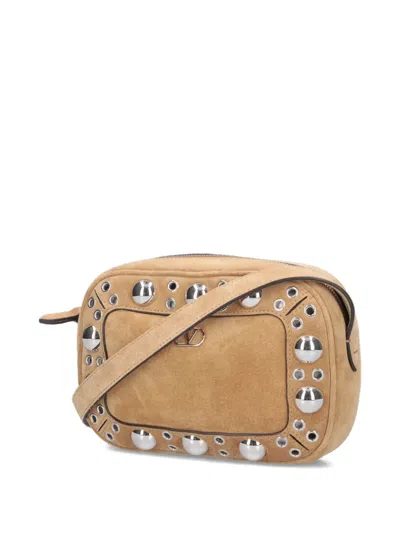 Valentino Nellcote Suede Crossbody In Neutral