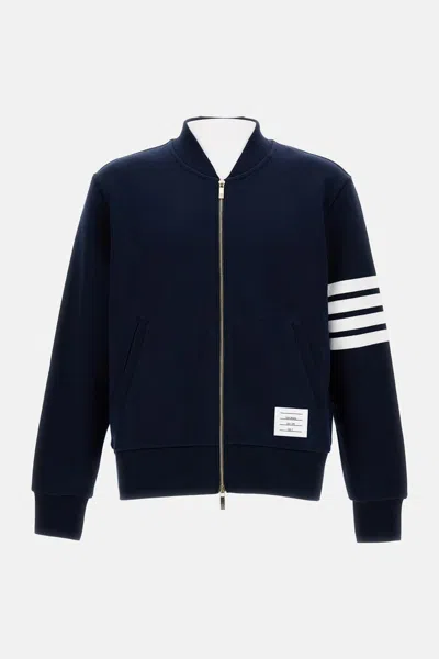 Thom Browne Zip-up Sweatshirt In Blue