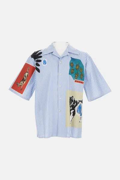 Marni Camicia In Popeline Ricamato  Uomo In Blue