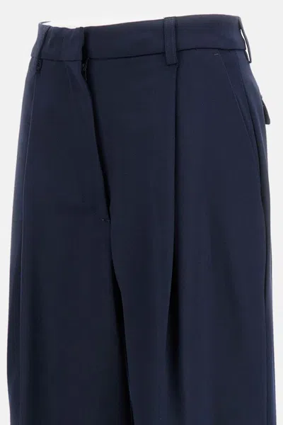 The Latest Thelatest Midnight Blue Wool Blend Trousers In Blue