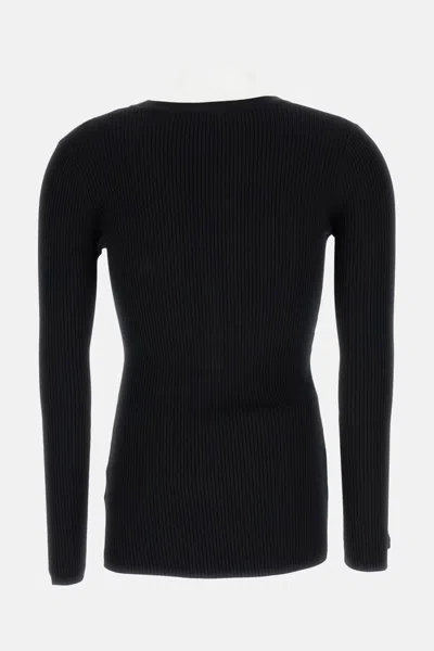 Elisabetta Franchi Maglia A Costine Con Taschino Nero In Black