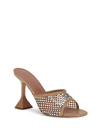 Amina Muaddi Women's Lupita Crystal Net 95 Sandals In Brown