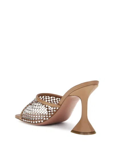 Amina Muaddi Women's Lupita Crystal Net 95 Sandals In Brown