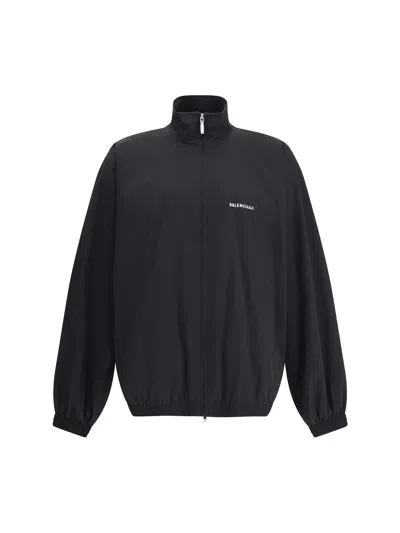 Balenciaga Men Black High Neck Sweatshirt With Logo Lettering On Front And Rear In Tech Fabric Man