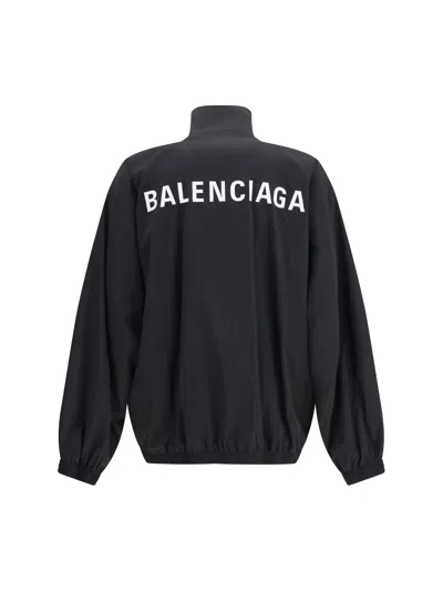 Balenciaga Men Black High Neck Sweatshirt With Logo Lettering On Front And Rear In Tech Fabric Man