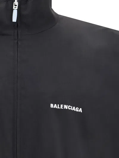 Balenciaga Men Black High Neck Sweatshirt With Logo Lettering On Front And Rear In Tech Fabric Man