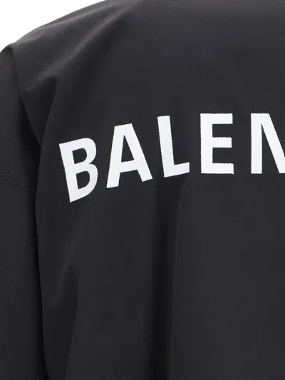 Balenciaga Men Black High Neck Sweatshirt With Logo Lettering On Front And Rear In Tech Fabric Man
