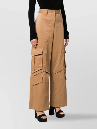 Msgm Multi-pocket Cargo Trousers In Brown