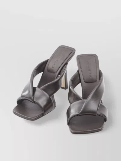 Bottega Veneta Riva Mule Sandals 9cm Heel In Metallic