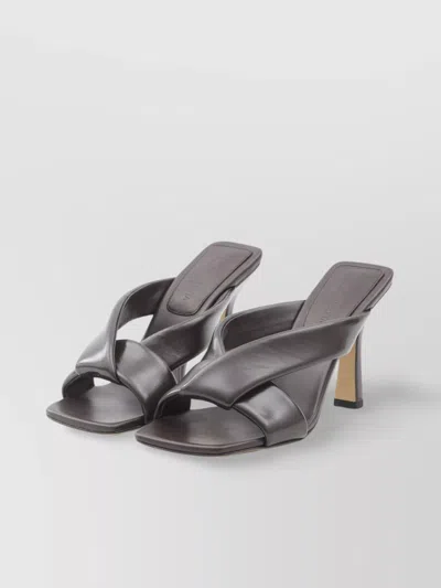 Bottega Veneta Riva Mule Sandals 9cm Heel In Metallic