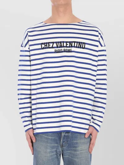 Valentino Garavani Man T-shirt Navy Size L Cotton In White