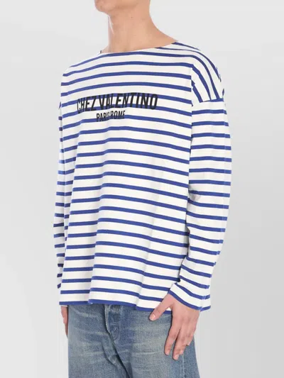 Valentino Garavani Man T-shirt Navy Size L Cotton In White