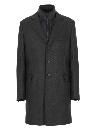 Fay Wool Coat With Peak Lapel Collar In Gray