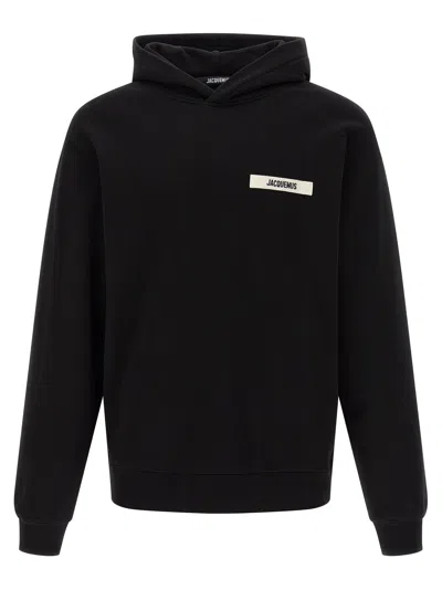 Jacquemus Cotton Fabric Hoodie With Long Sleeves In Black