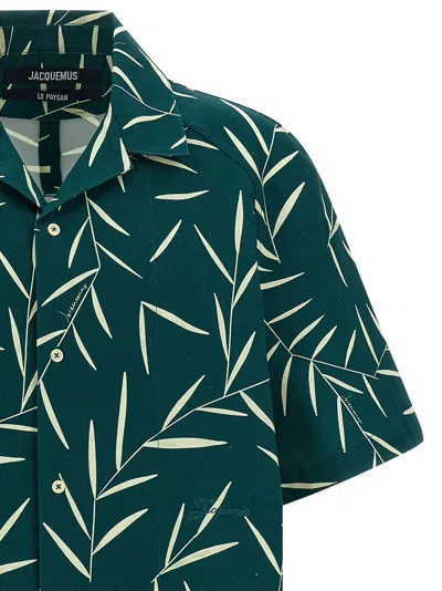 Jacquemus Fonccio Camp-collar Printed Cotton-twill Shirt In Green