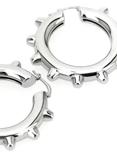 Jil Sander Studded Hoop Earrings Featuring Detailing In Metallic