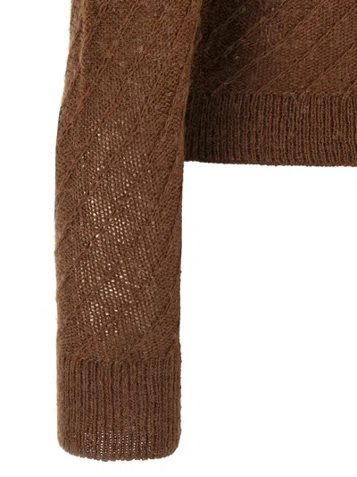 Fabiana Filippi Sequin Crochet Knit Cardigan In Brown