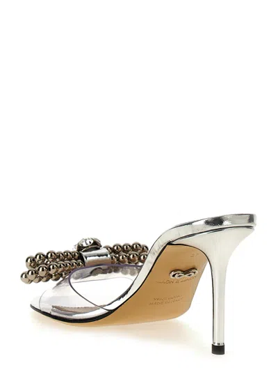 Mach&mach Bow Embellished Pvc Sandals In Silver