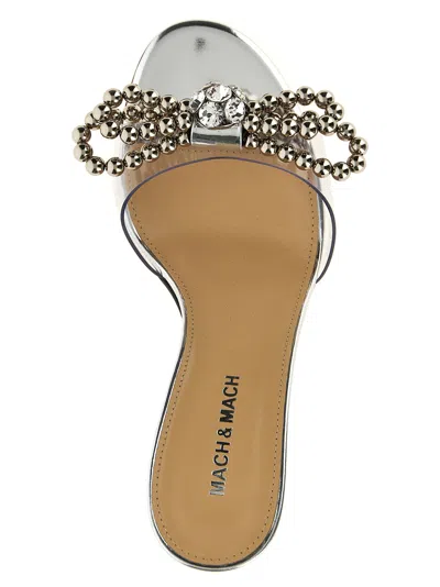 Mach&mach Bow Embellished Pvc Sandals In Silver
