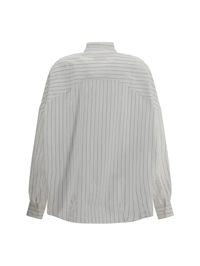 Dries Van Noten Pinstripe Button-down Shirt In Soft Viscose-cotton Blend In Neutral