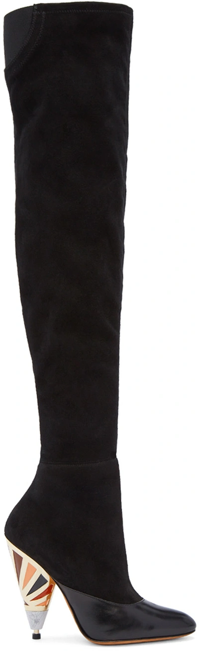Givenchy Leather-paneled Suede Over-the-knee Boots In Black