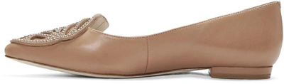 Shop Sophia Webster Tan Bibi Stud Butterfly Flats