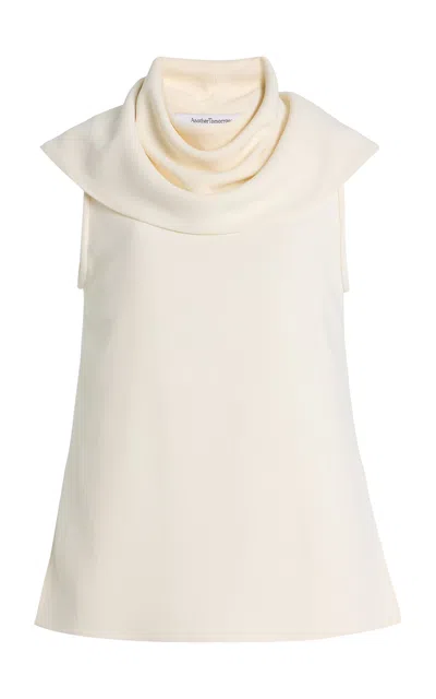 Another Tomorrow Draped Crepe Top In Neutral