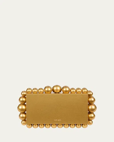 Cult Gaia Eos Metal Beaded Clutch Bag In Gold