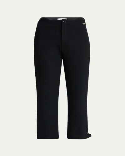 Victoria Beckham Buttoned Cuff Cropped Wool Trousers In Black