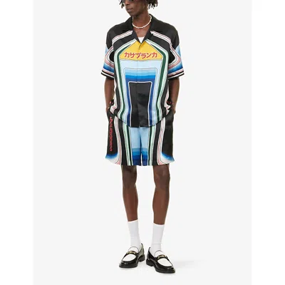 Casablanca Graphic Mountain Shorts In Blue