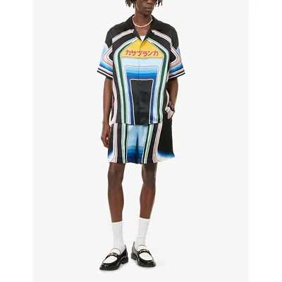 Casablanca Mountain Graphic Silk Shirt With Elastic Waistband In Multi