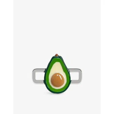 Poubel Mens Avocado Sterling-silver And Enamel Charm In Silver