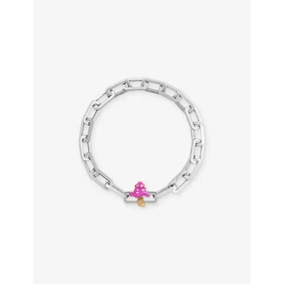 Poubel Mens Mushroom Sterling-silver And Enamel Charm In Silver