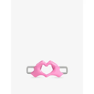 Poubel Mens Heart Hands Sterling-silver And Enamel Charm In Silver